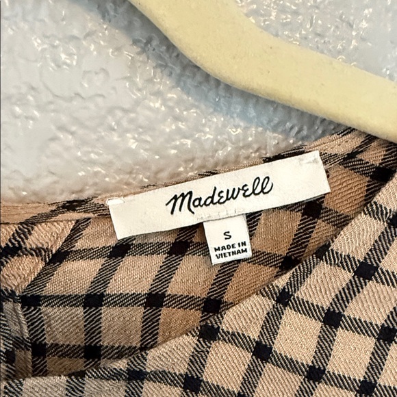 Madewell Button-Back Peplum Top in Mini Windowpane size small - Picture 5 of 9